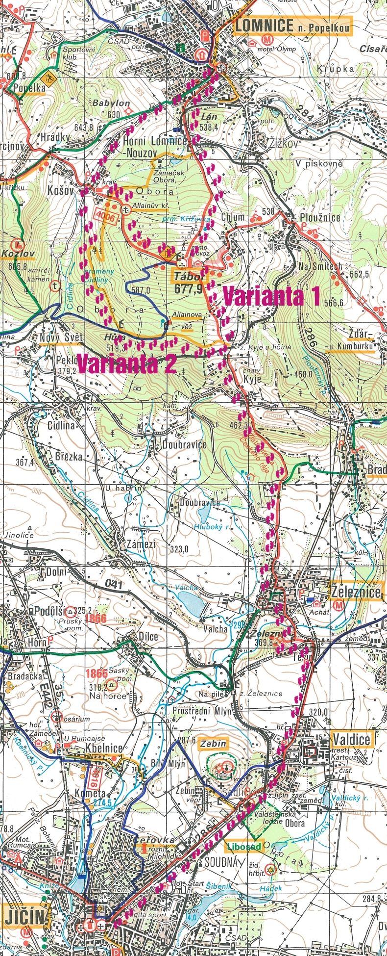 Mapa Jicin - Lomnice